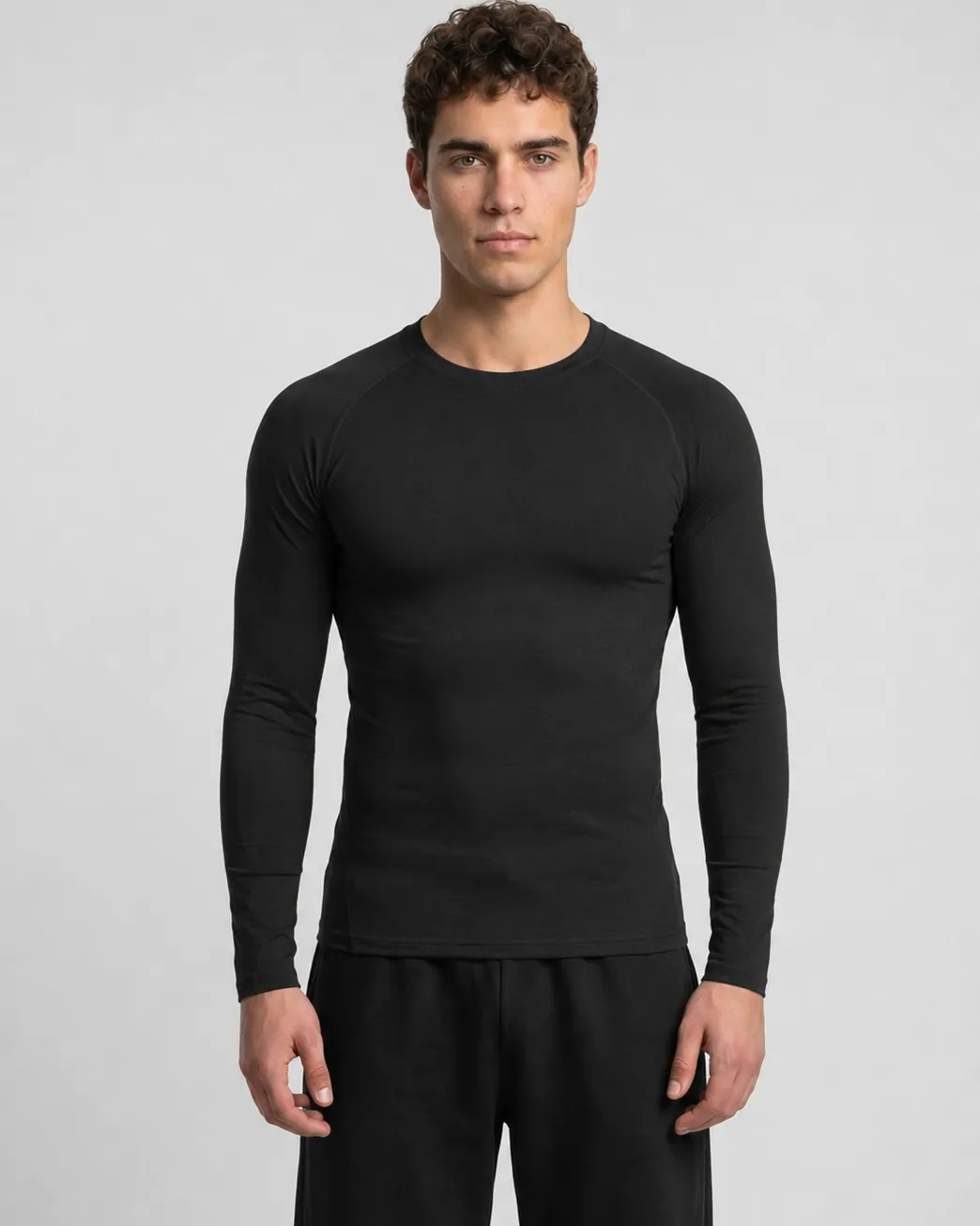Athletic Long Sleeve Compression T-Shirt in Black, view 7 of 10