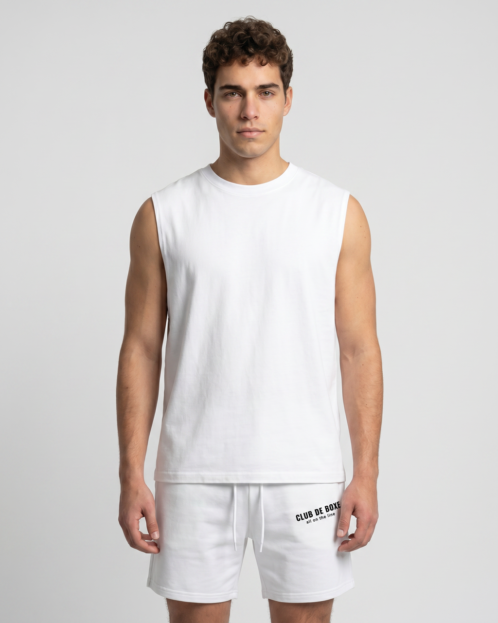 Club de Boxe RU0006 Essential Sleeveless - White - upper front